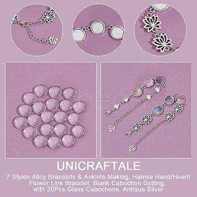 Unicraftale 7Pcs 7 Styles Alloy Bracelets & Anklets Making MAK-UN0001-46-1