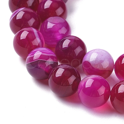 Natural Striped Agate/Banded Agate Beads Strands X-G-G582-8mm-56-1