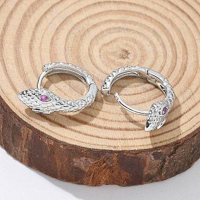 Brass Cubic Zirconia Hoop Earrings EJEW-Q014-09P-1