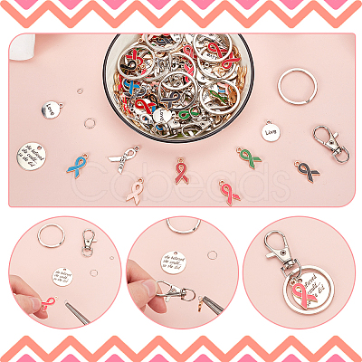 DIY Awareness Ribbon Theme Keychin Making Kit DIY-PH0020-71-1