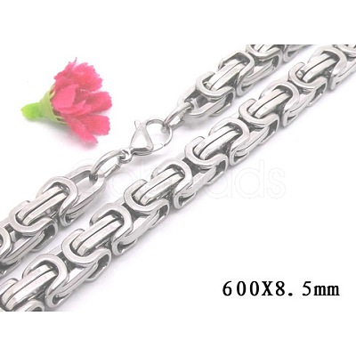 Non-Tarnish 201 Stainless Steel Byzantine Chain Necklaces NJEW-V0292-04-1