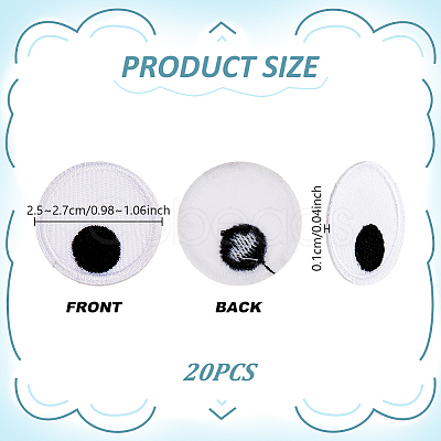20Pcs Eyes Polyester Embroidery Iron on/Sew on Patches DIY-GA0010-06C-02-1