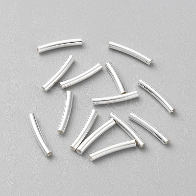 925 Sterling Silver Curved Tube Beads STER-WH0004-016-1