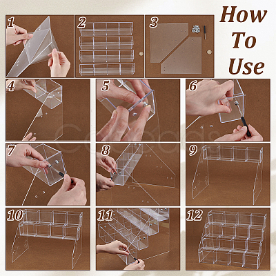 4-Tier Plastic Card Display Riser Stands ODIS-WH0030-236-1