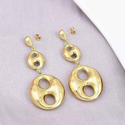 304 Stainless Steel Dangle Stud Earrings EJEW-P325-04E-G-1