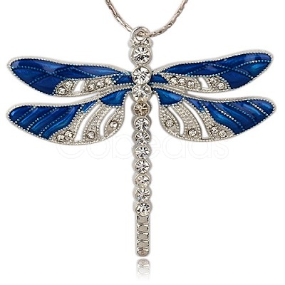 Platinum Alloy Enamel Dragonfly Big Pendants ENAM-J033-03P-1