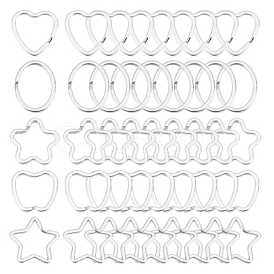 CHGCRAFT 50Pcs 5 Style Iron Keychain Clasps FIND-CA0003-95-1