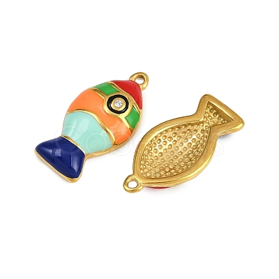 304 Stainless Steel Enamel with Rhinestone Pendants STAS-Z152-03G-02-1