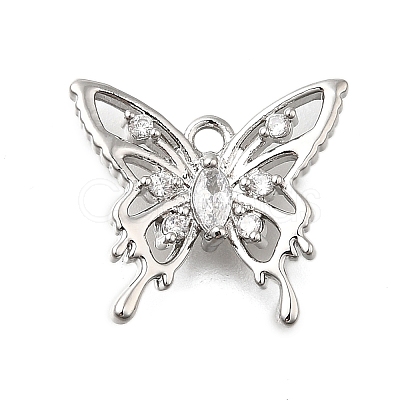 Brass Micro Pave Cubic Zirconia Charms KK-Q048-04P-1