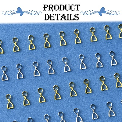 100Pcs 2 Colors Brass Ice Pick Pinch Bails IFIN-FS0001-48-1