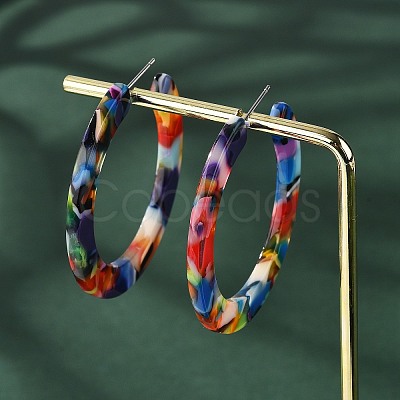 Cellulose Acetate(Resin) Half Hoop Earrings X-KY-S163-374-1