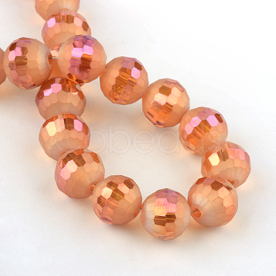 Faceted Round Electroplate Glass Bead Strands EGLA-S130-10mm-M-1