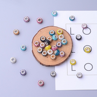 Polymer Clay Rhinestone European Beads CPDL-JP0001-01-1