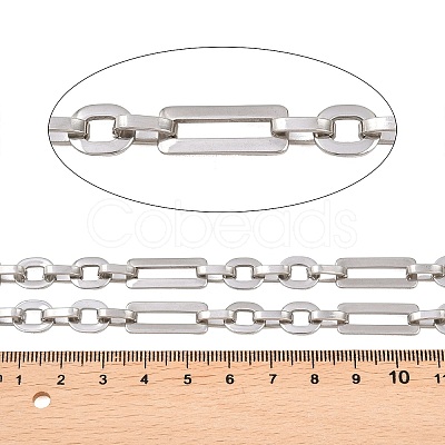 201 Stainless Steel Oval with Rectangle Link Chains CHS-F024-01B-P-1