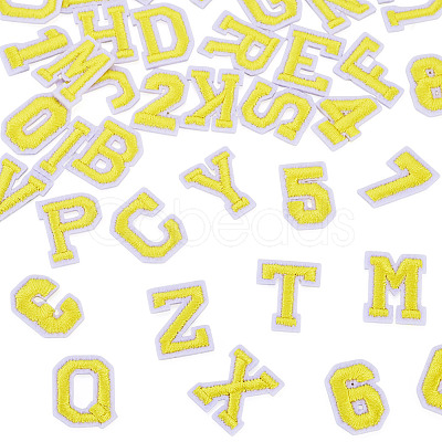 36Pcs 2 Sets 2 Styles Letter A~Z & Number 0~9 Polyester Embroidery Sew On Patches Sets PATC-TA0001-55D-1