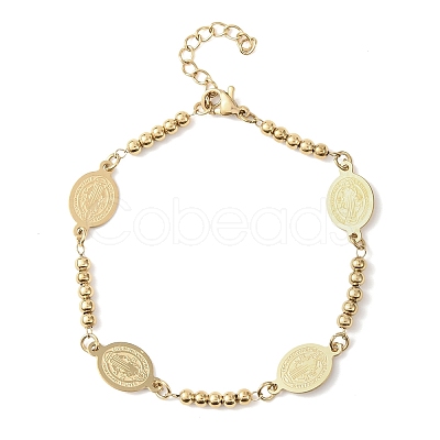 Religion 304 Stainless Steel Link Bracelets BJEW-F524-04A-G-1