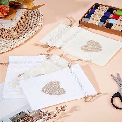 10Pcs 2 Colors Burlap Packing Pouches ABAG-LP0001-66-1