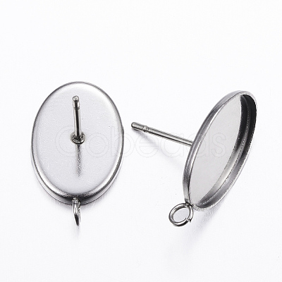 Non-Tarnish 304 Stainless Steel Stud Earring Settings STAS-H380-11P-1