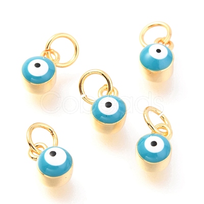 Brass Enamel Pendants KK-Y001-02B-09G-1