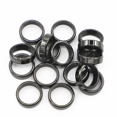 Non-Magnetic Synthetic Hematite Plain Band Ring FIND-PW0021-11B-1