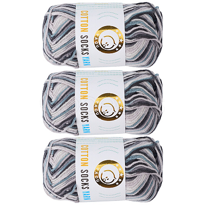 3 Skeins 3-Ply Cotton Sock Yarn YCOR-DJ0001-06A-1
