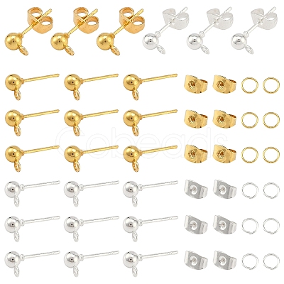 Iron Ball Stud Earring Findings & Ear Nuts & Open Jump Rings IFIN-YW0003-69-1