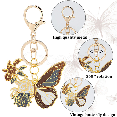 DIY Alloy Enamel Butterfly Pendants Keychain Making Kits DIY-SP0003-10D-1