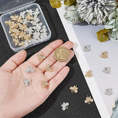 48Pcs 2 Colors Rack Plating Eco-friendly Alloy Crystal Rhinestone Butterfly Charms FIND-HY0003-77-1