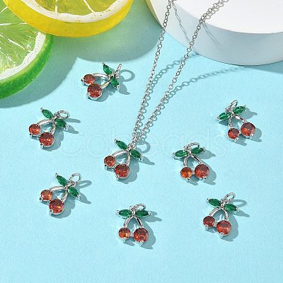 SHEGRACE Brass Colorful Cubic Zirconia Charms XGRQ4G973-670P-1