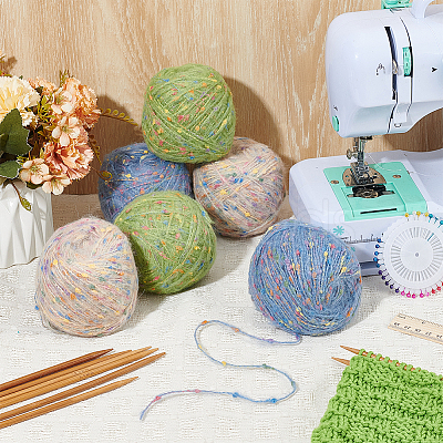 6 Skeins 3 Colors Polyester Yarn DIY-OC0015-03-1