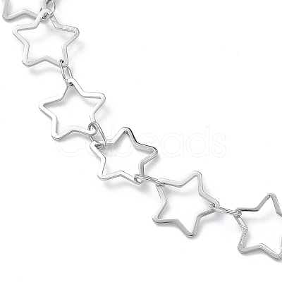 Non-Tarnish 304 Stainless Steel Star Link Chain Anklets for Men Women X-STAS-B039-14P-1