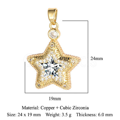 Brass Micro Pave Cubic Zirconia Pendants ZIRC-OY001-53G-1