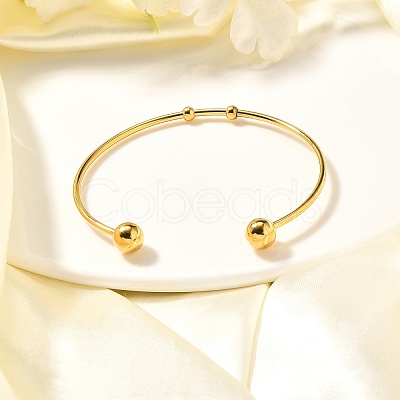 Fashion 304 Stainless Steel Cuff Bangles Torque Bangles X-BJEW-H473-01G-1