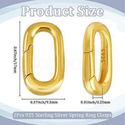 2Pcs 925 Sterling Silver Spring Gate Rings STER-SC0001-48-1