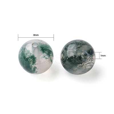 100Pcs 8mm Natural Moss Agate Round Beads DIY-LS0002-07-1
