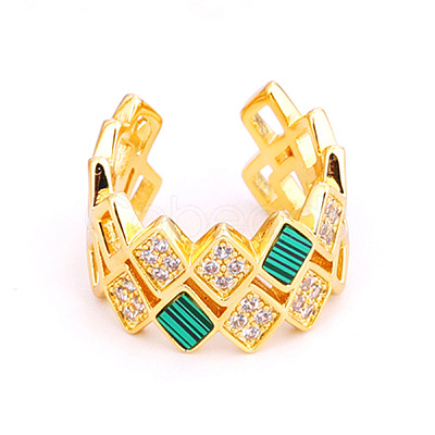 Brass Micro Pave Cubic Zirconia Cuff Open Rings WGF77C2-01-1