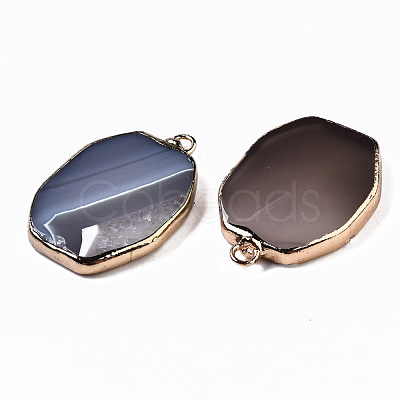 Natural Grey Agate Pendants G-S359-273-1