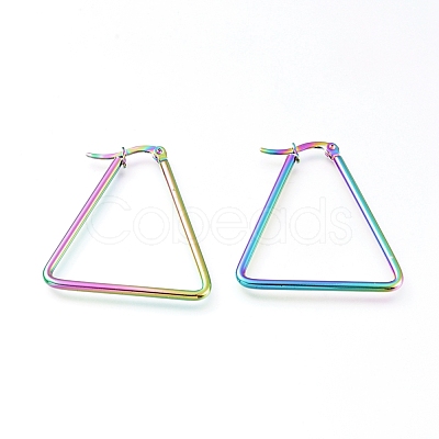 201 Stainless Steel Angular Hoop Earrings EJEW-A052-26D-M-1