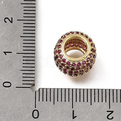 Brass Red Corundum European Beads KK-C262-18G-1