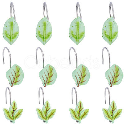 12Pcs Leaf Resin Shower Curtain Hook AJEW-SP0006-01A-1
