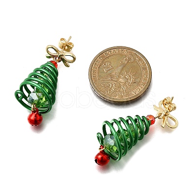 Christmas Aluminum Glass Dangle Stud Earrings EJEW-JE06581-1
