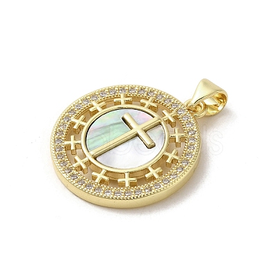 Brass Micro Pave Clear Cubic Zirconia Pendants KK-I708-04D-G-1