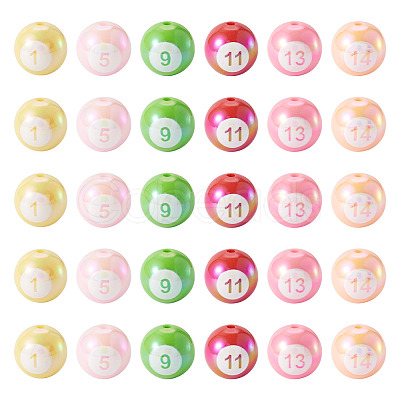 30Pcs Sports UV Plating Opaque Acrylic Beads PACR-TA0001-29-1