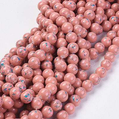 Opaque Baking Painted Glass Beads Strands GLAA-L024-D-21-1