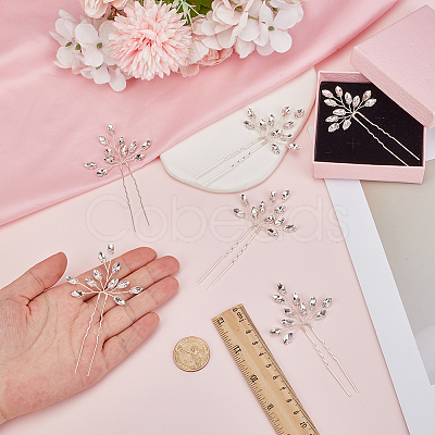 6Pcs Alloy Rhinestone Hair Sticks for Women OHAR-FG0001-08S-1