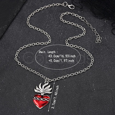Halloween Alloy Dark Red Enamel Pendant Necklaces for Men Women Kids XF6660-1-1