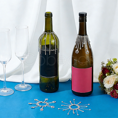 4Pcs Iron & Glass Rhinestone Wine Glass Charms HJEW-OC00394-1