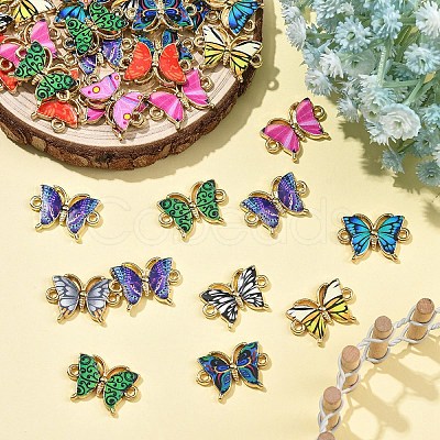 20Pcs 10 Colors Alloy Enamel Connector Charms ENAM-YW0008-04-1