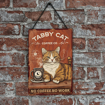 Vintage Metal Tin Sign AJEW-WH0436-078-1