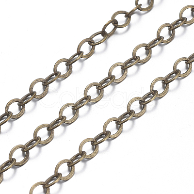 Brass Flat Oval Cable Chains CHC029Y-AB-1